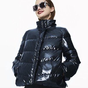 Navy Glitter Puffer Coat